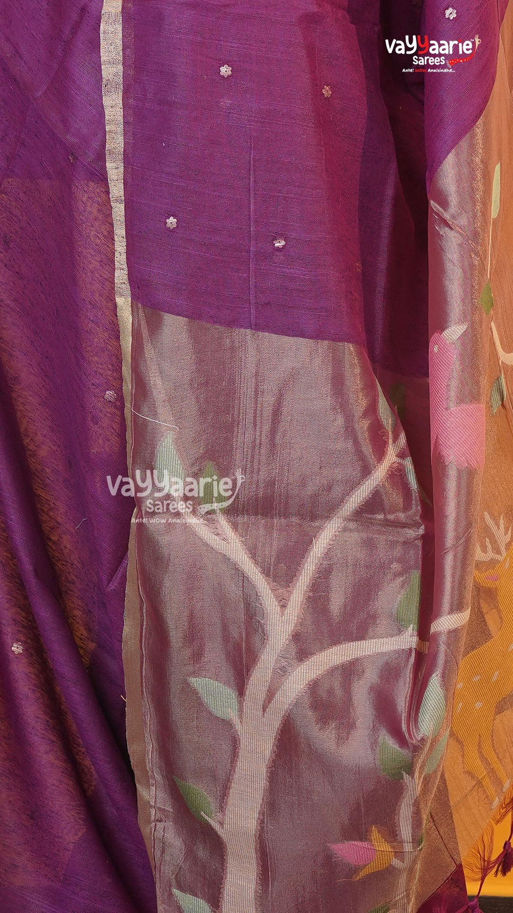 Magenta Chanderi Saree | Classic Handloom Saree | Vayyaarie Sarees