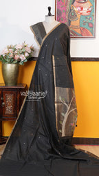 Black Chanderi Saree | Classic Handloom Saree | Vayyaarie Sarees