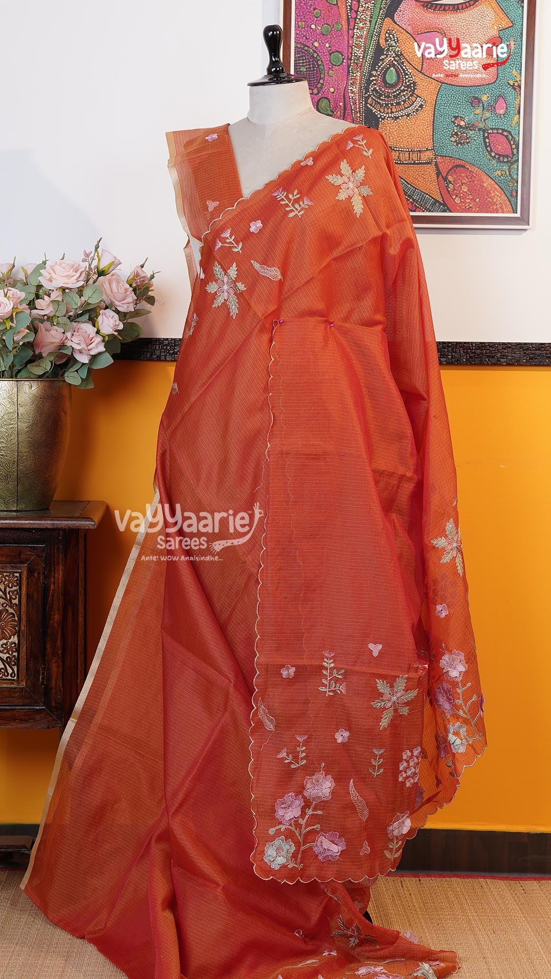 Rust Fancy Saree | Fancy Ethnic Wear Saree | Vayyaarie Sarees