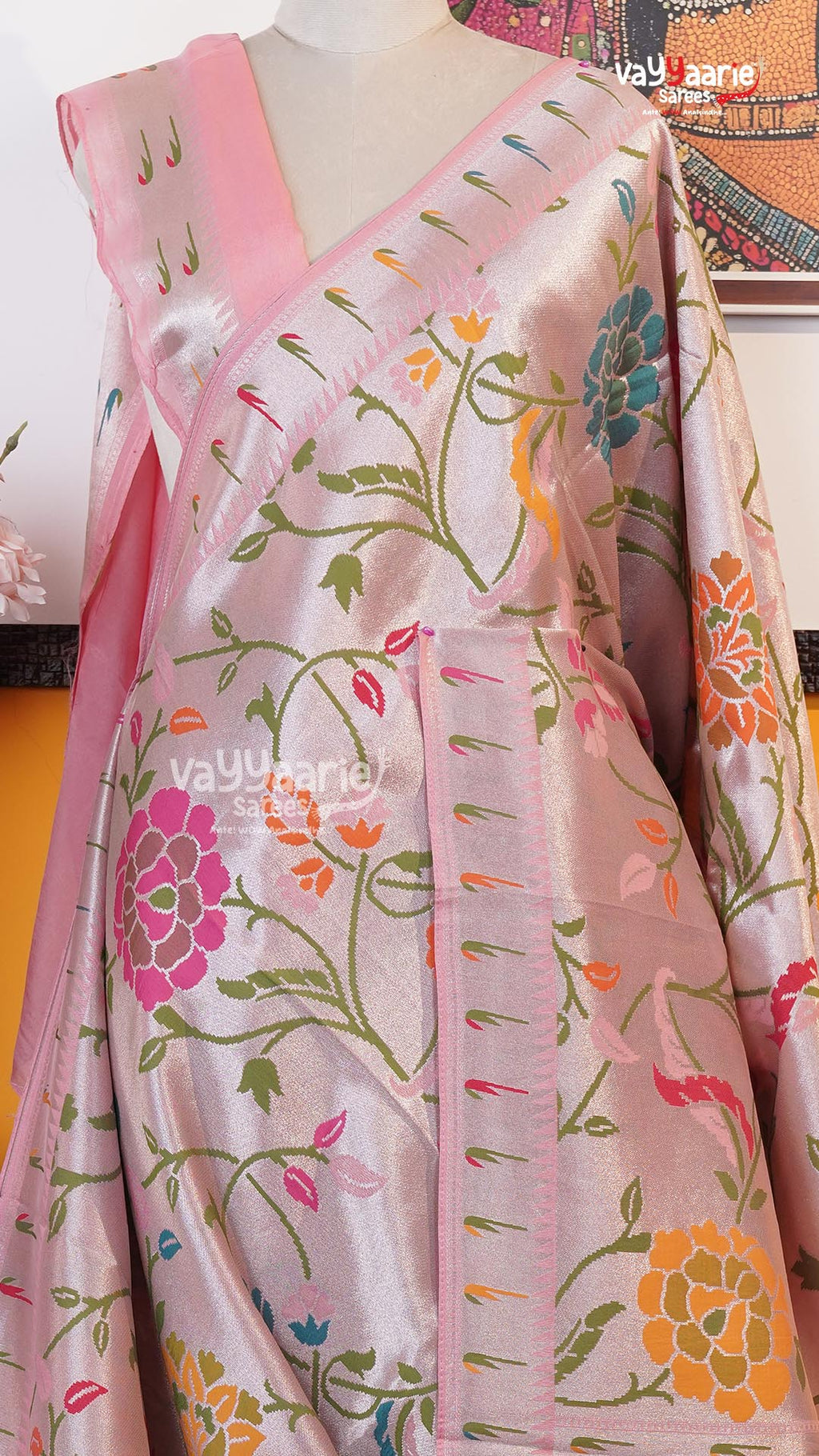 Peach Fancy Saree | Traditional Ethnic Saree | Vayyaarie Sarees
