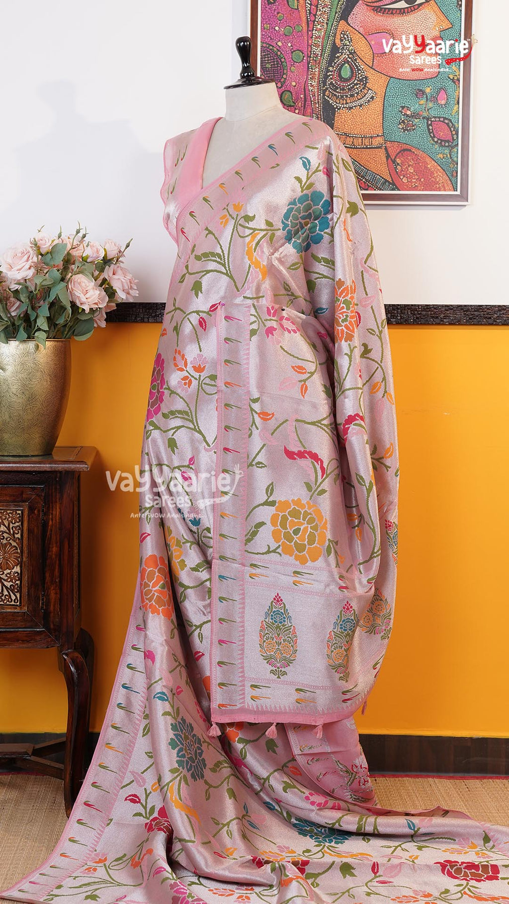 Peach Fancy Saree | Traditional Ethnic Saree | Vayyaarie Sarees
