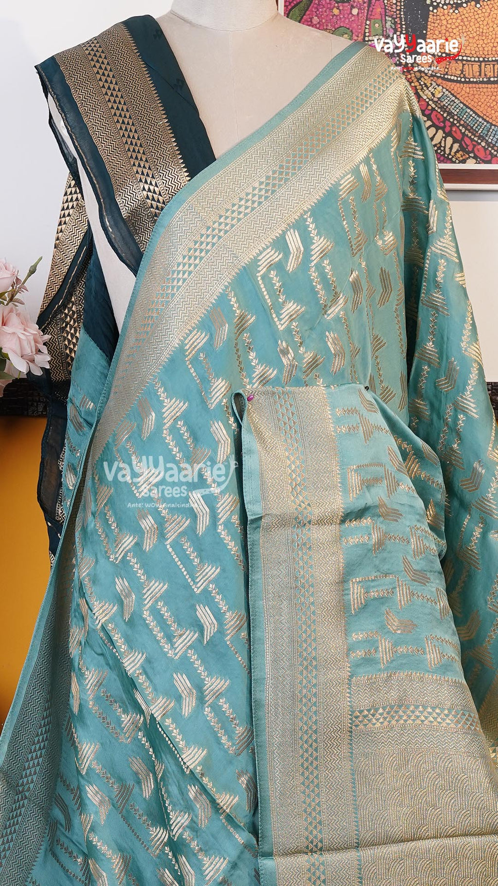 Sea Green Fancy Saree | Traditional Ethnic Saree | Vayyaarie Sarees