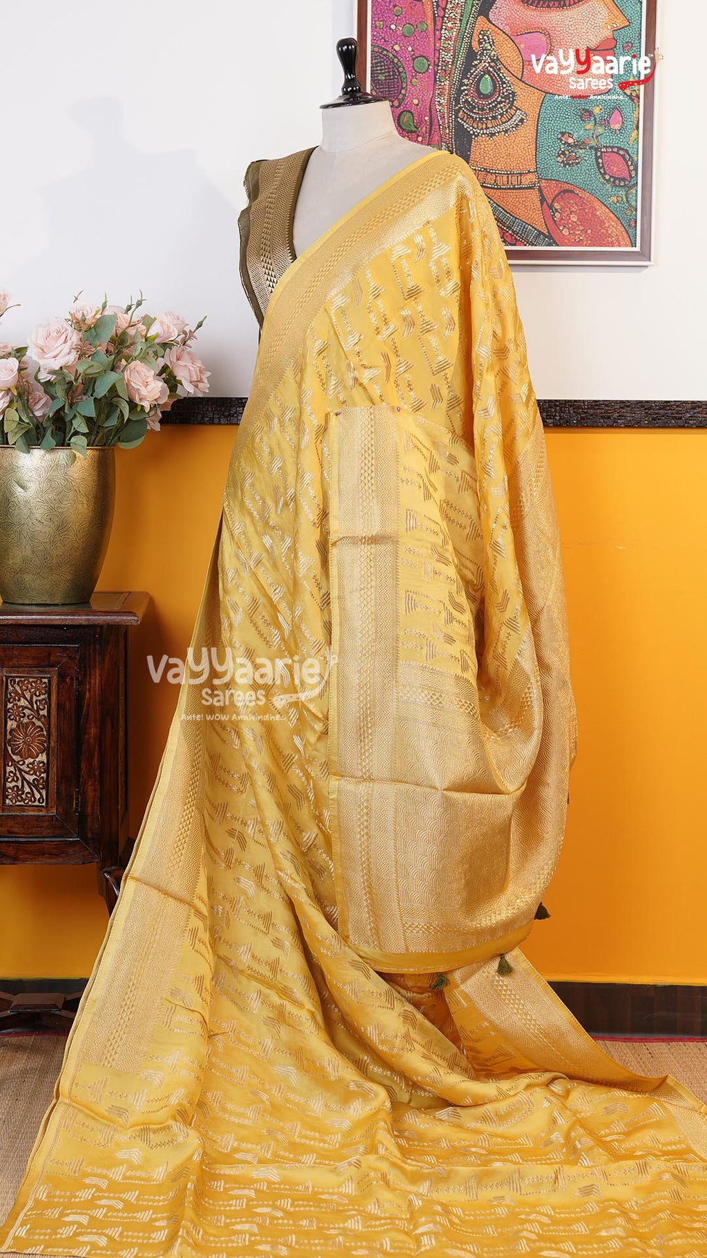 Yellow Fancy Saree | Traditional Ethnic Saree | Vayyaarie Sarees