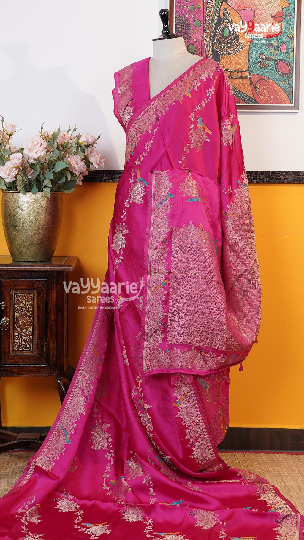 Rani Pink Fancy Saree | Traditional Ethnic Saree | Vayyaarie Sarees
