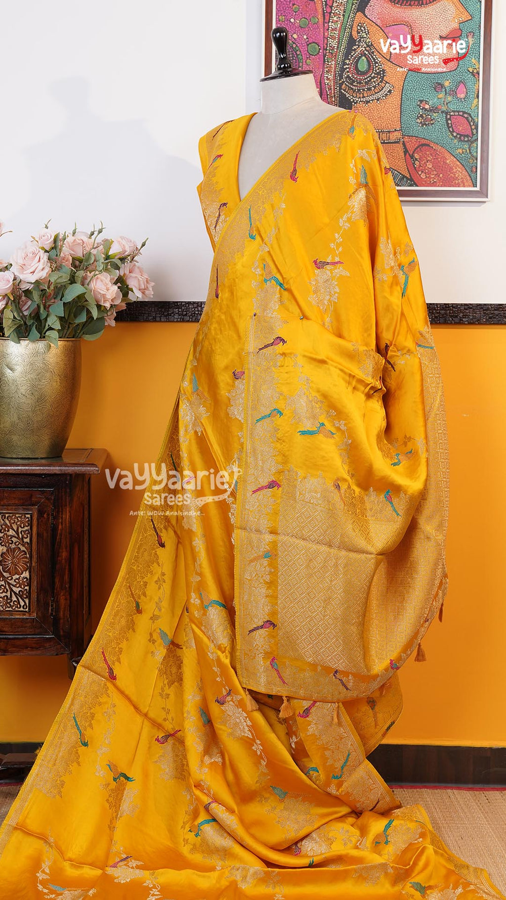 Yellow Fancy Saree | Traditional Ethnic Saree | Vayyaarie Sarees