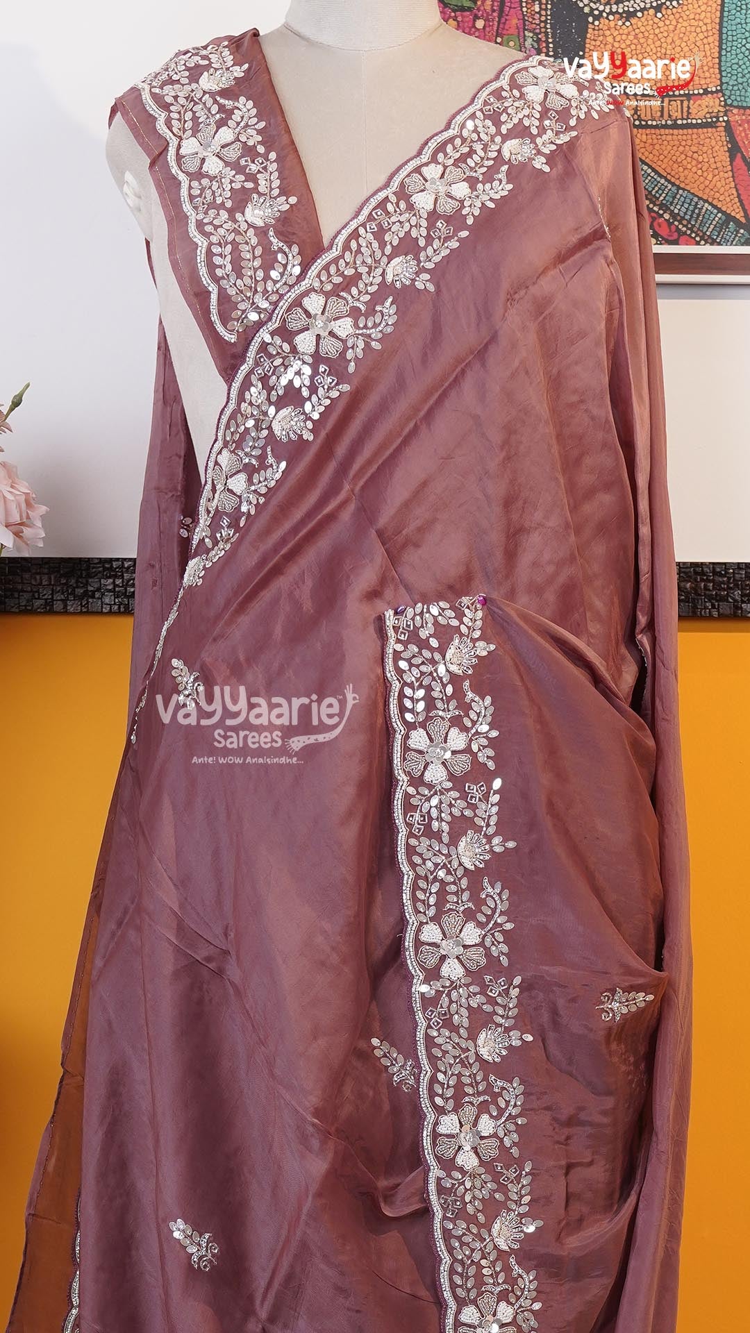 Chikoo Fancy Saree | Designer Ethnic Wear Saree | Vayyaarie Sarees