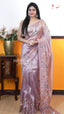 Onion Pink Glass Tissue Saree | Fancy Ethnic Wear Saree | Vayyaarie Sarees