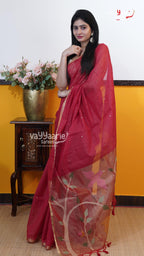 Red Chanderi Saree | Classic Handloom Saree | Vayyaarie Sarees