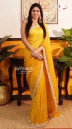 Gold Fancy Saree | Designer Ethnic Wear Saree | Vayyaarie Sarees
