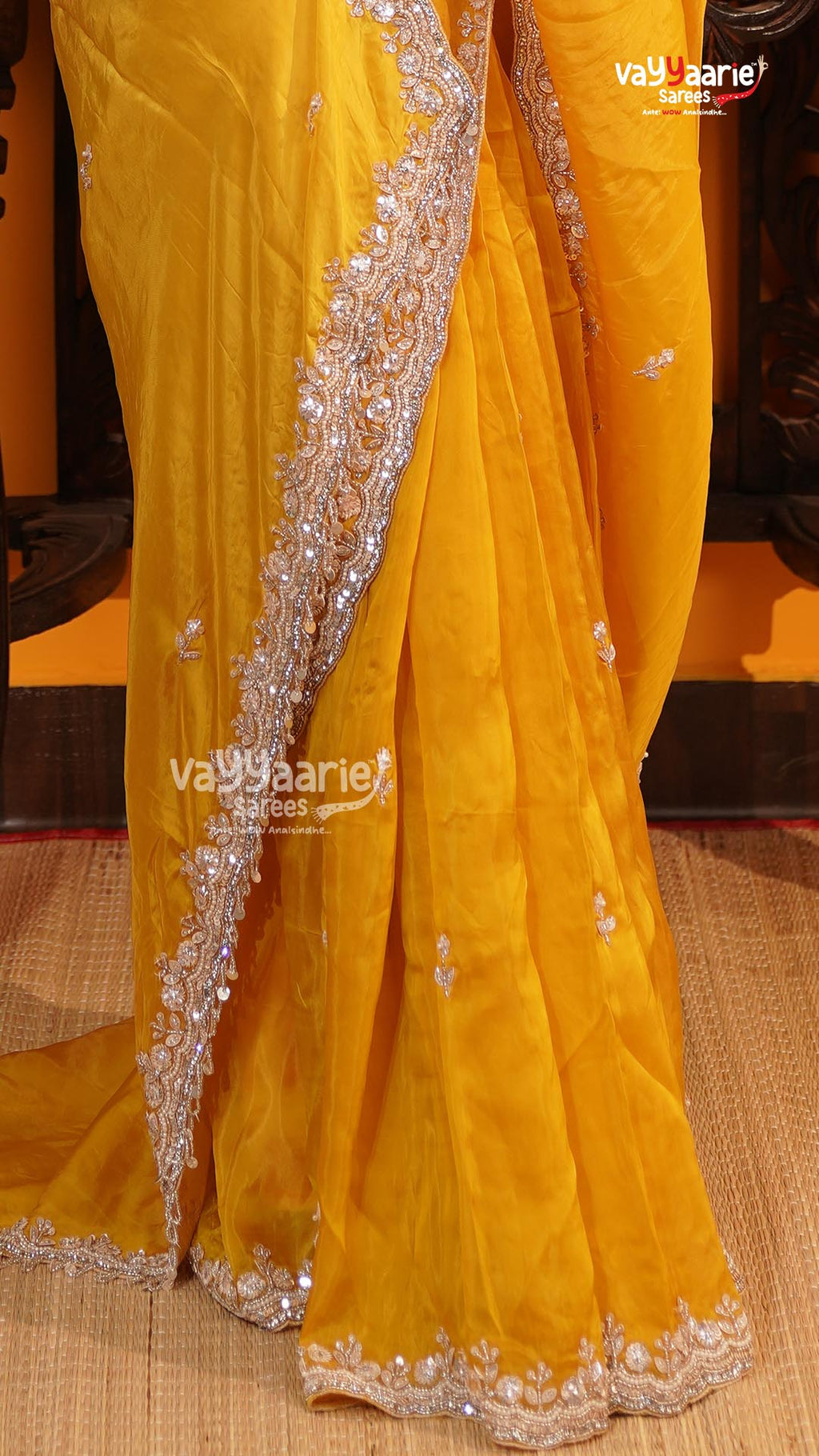 Gold Fancy Saree | Designer Ethnic Wear Saree | Vayyaarie Sarees
