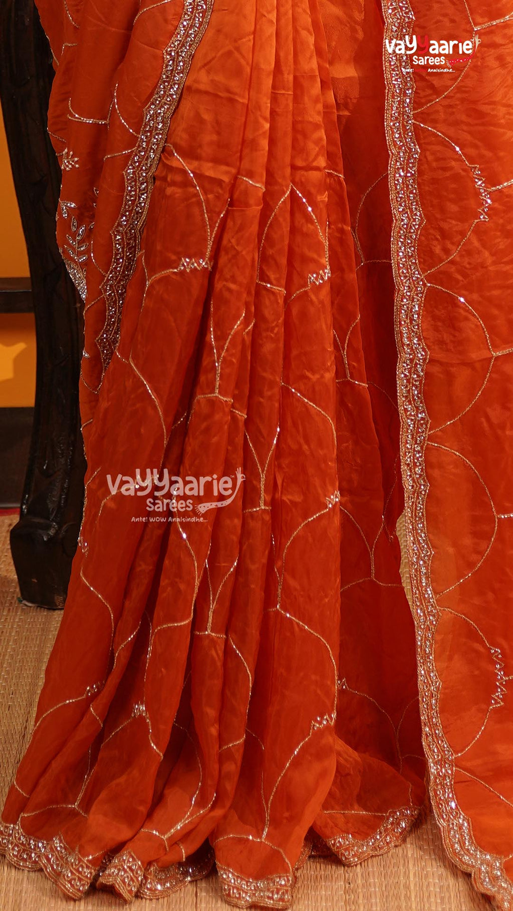 Orange Fancy Saree | Designer Ethnic Wear Saree | Vayyaarie Sarees