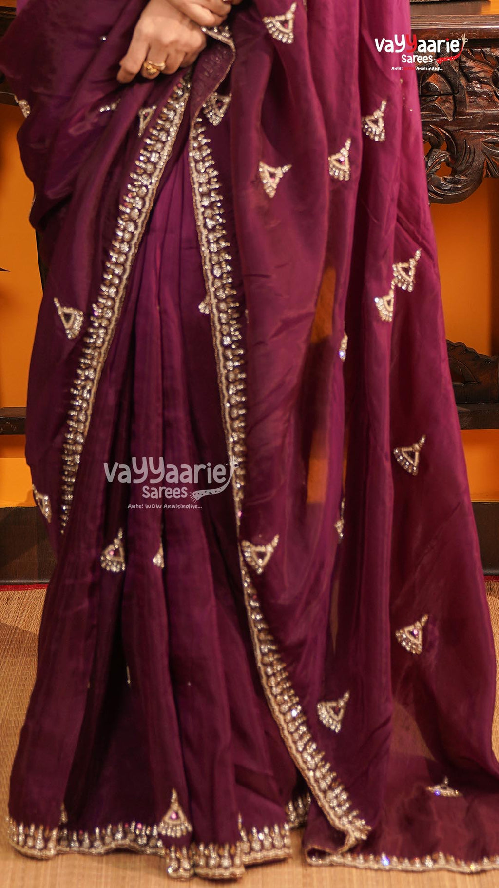 Wine Fancy Saree | Designer Ethnic Wear Saree | Vayyaarie Sarees