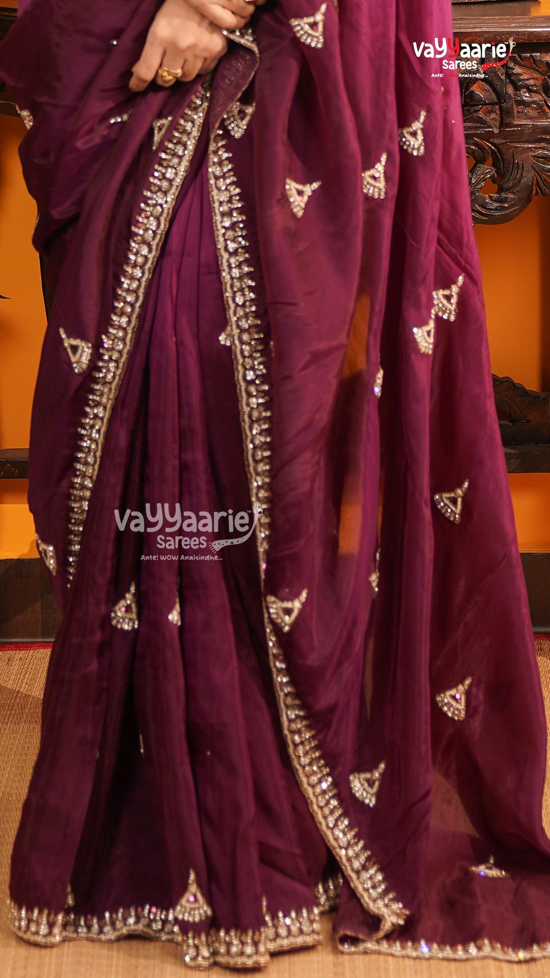 Wine Fancy Saree | Designer Ethnic Wear Saree | Vayyaarie Sarees