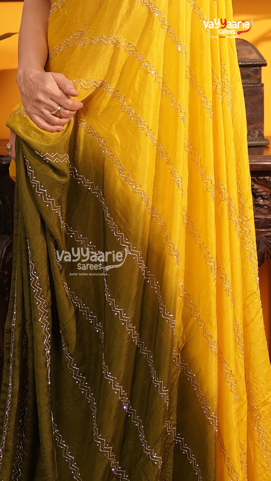 Mehendi Green Fancy Saree | Designer Ethnic Wear Saree | Vayyaarie Sarees