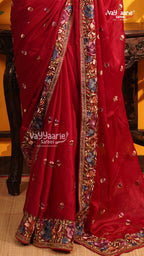 Rani Pink Glass Tissue Saree | Designer Ethnic Wear Saree | Vayyaarie Sarees