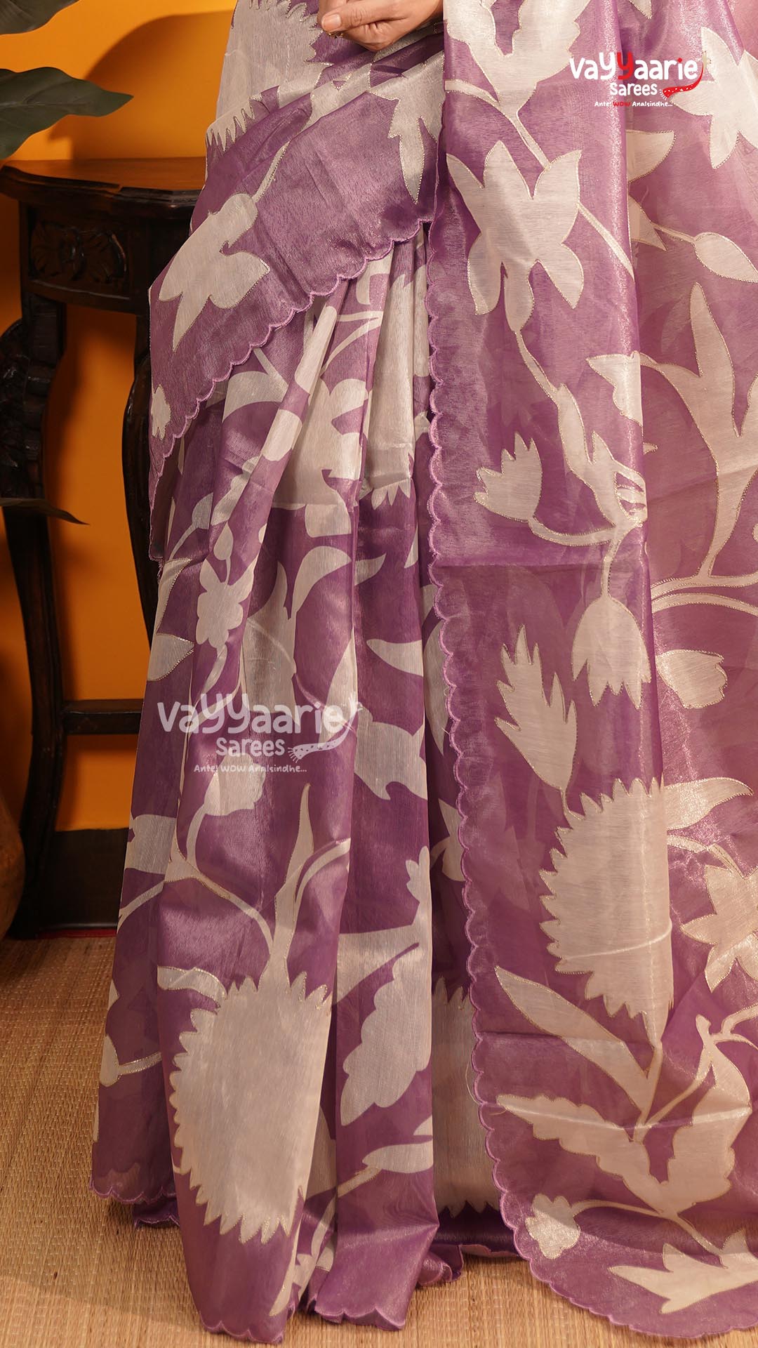 Lavender Organza Saree | Fancy Ethnic Wear Saree | Vayyaarie Sarees