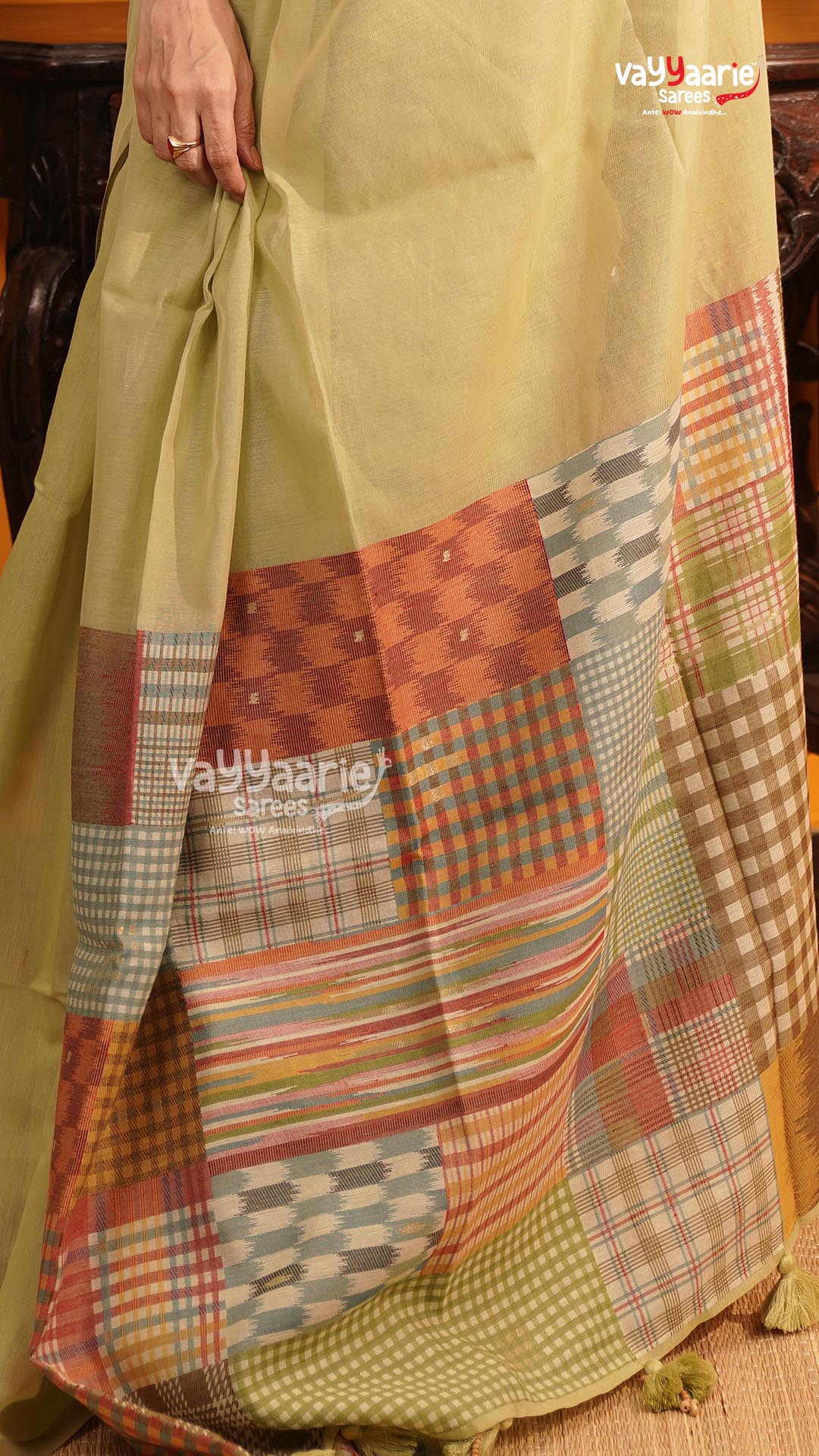 Pista Green Chanderi Saree | Classic Handloom Saree | Vayyaarie Sarees