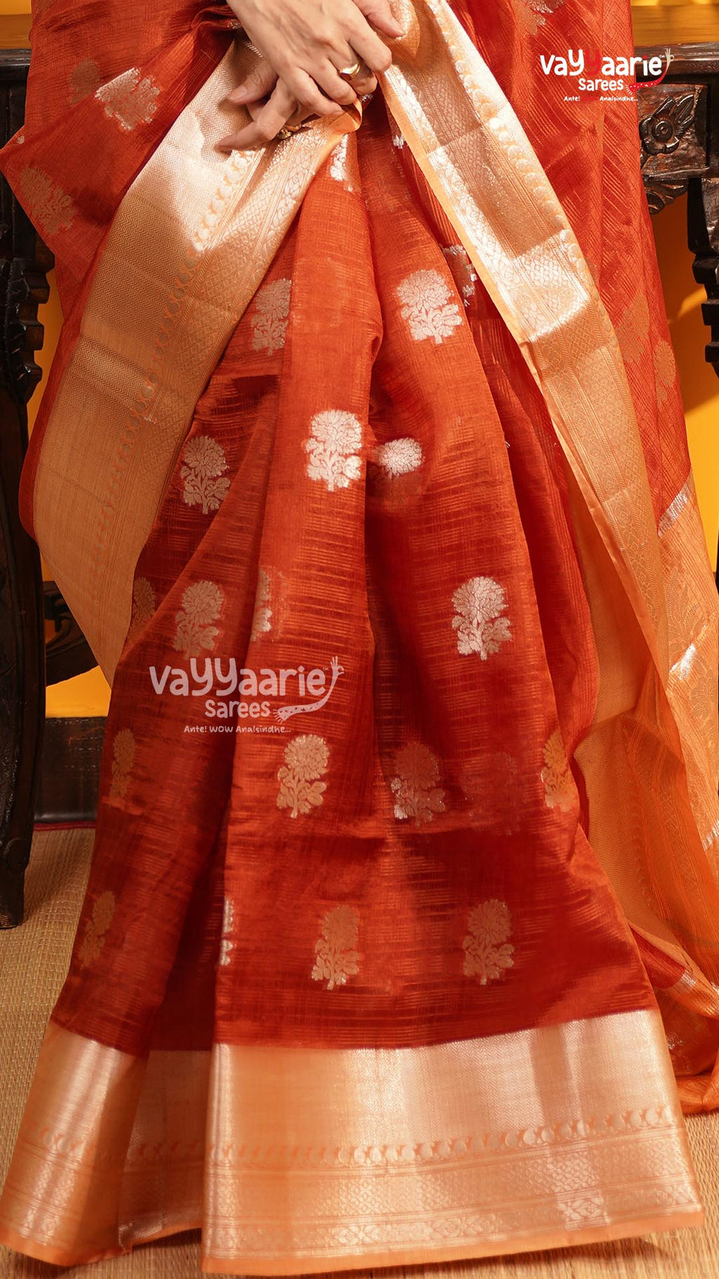 Rust Mushroom Saree | Fancy Ethnic Wear Saree | Vayyaarie Sarees