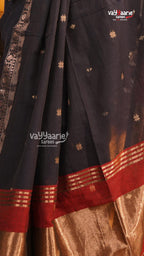 Navy Blue Tusser Saree | Classic Handloom Saree | Vayyaarie Sarees