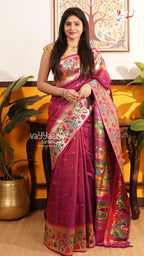 Magenta Semi Paithani Saree | Traditional Ethnic Saree | Vayyaarie Sarees