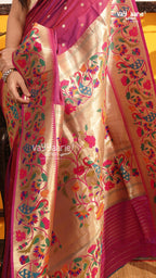 Magenta Semi Paithani Saree | Traditional Ethnic Saree | Vayyaarie Sarees