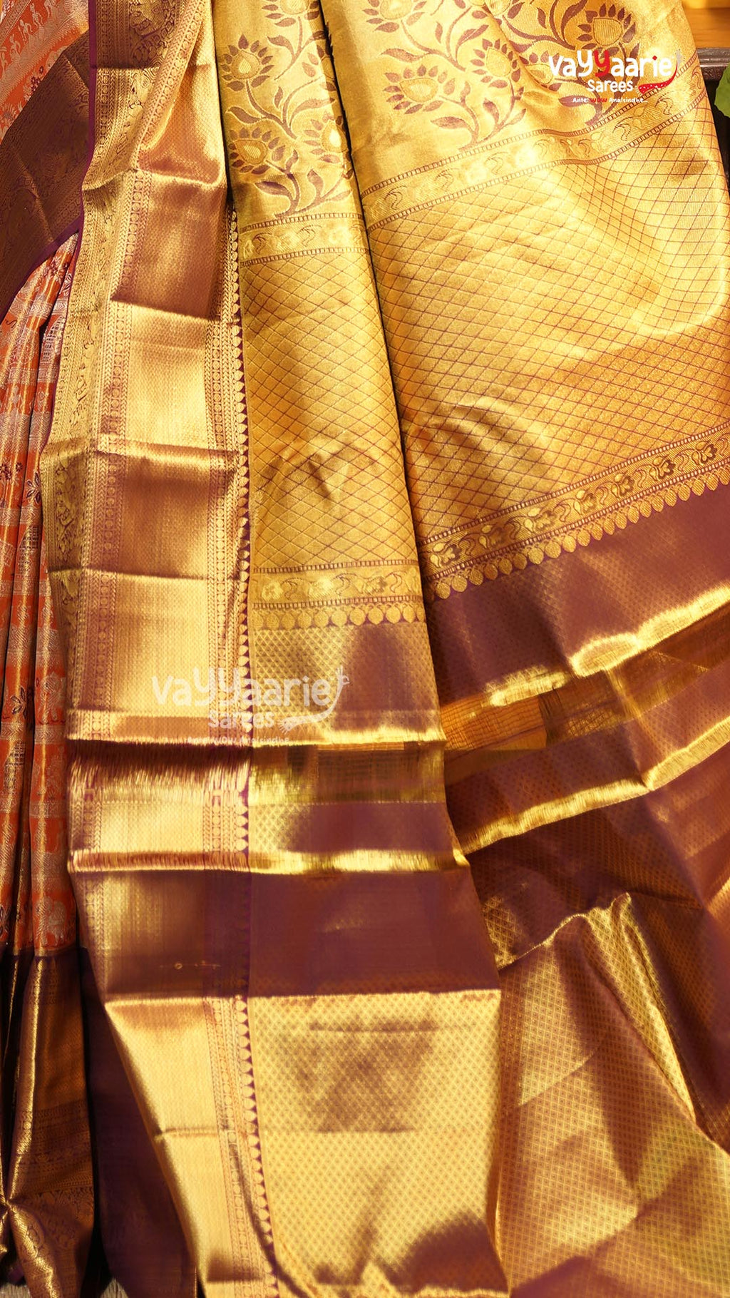 Orange Pattu Saree | Traditional Ethnic Saree | Vayyaarie Sarees