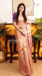 Peach Pattu Saree | Traditional Ethnic Saree | Vayyaarie Sarees