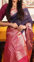 Navy Blue Pattu Saree | Traditional Ethnic Saree | Vayyaarie Sarees