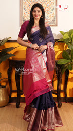 Navy Blue Pattu Saree | Traditional Ethnic Saree | Vayyaarie Sarees