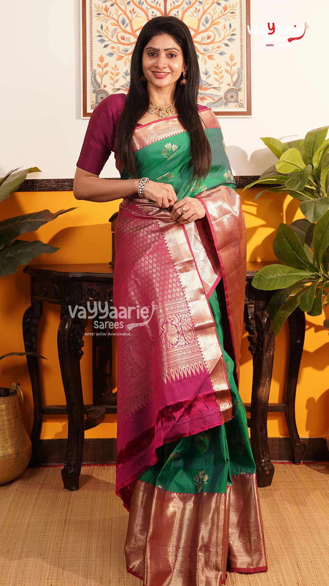 Green Pattu Saree | Traditional Ethnic Saree | Vayyaarie Sarees