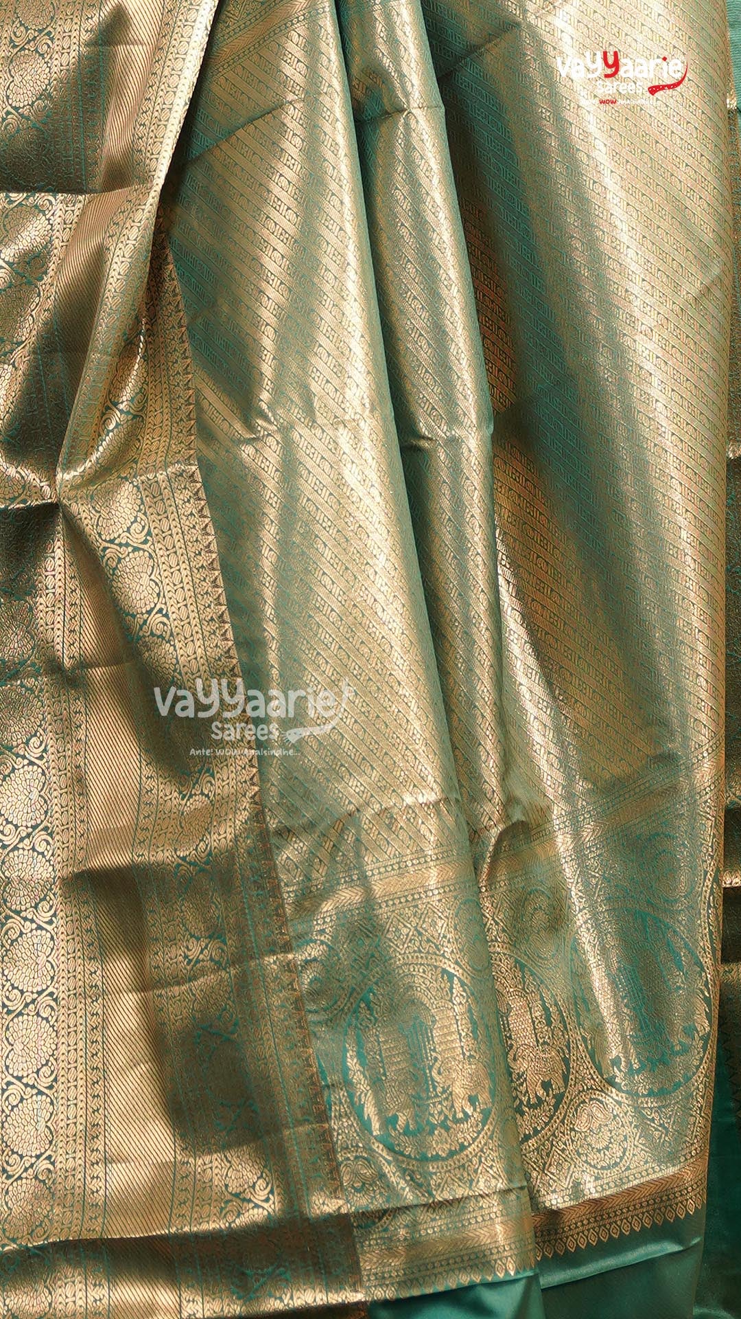 Rama Green Dmm Pattu Saree | Traditional Ethnic Saree | Vayyaarie Sarees