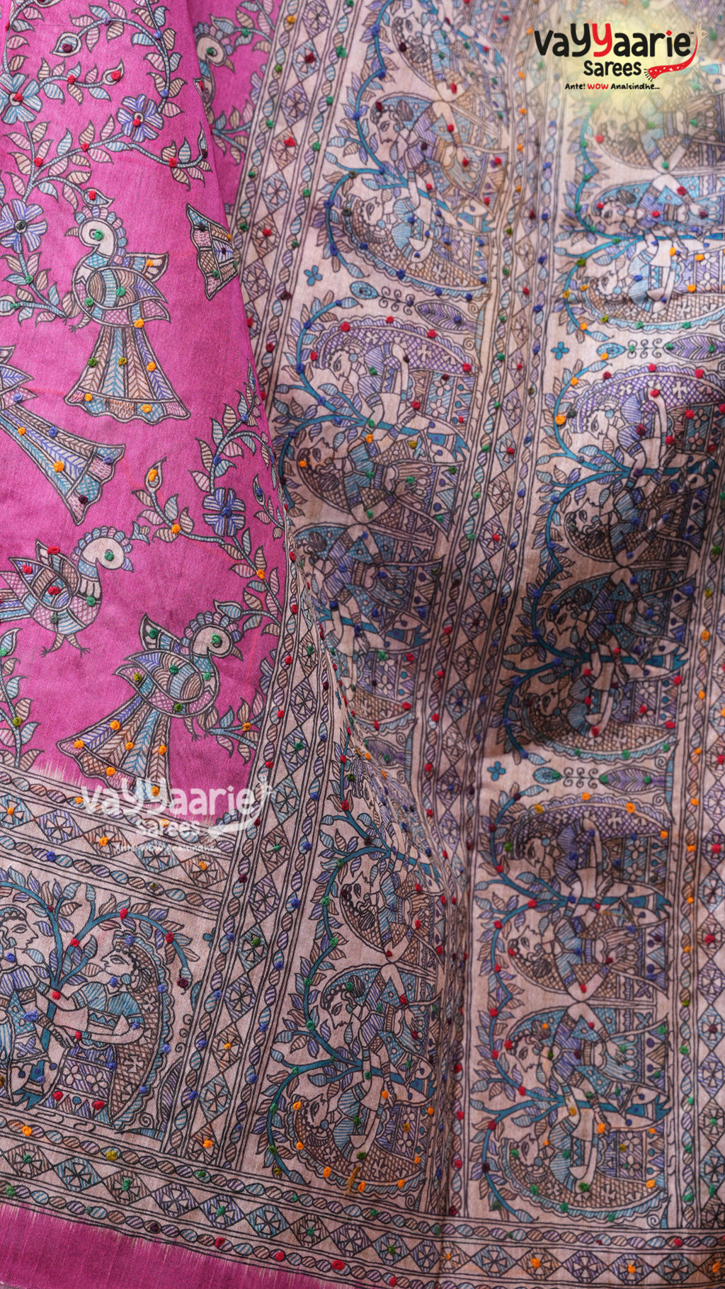 Pink Tusser Saree | Fancy Ethnic Wear Saree | Vayyaarie Sarees