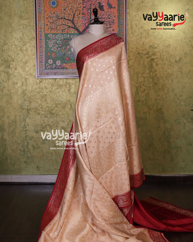 Biscuit Mushroom Saree | Fancy Ethnic Wear Saree | Vayyaarie Sarees Hover Image