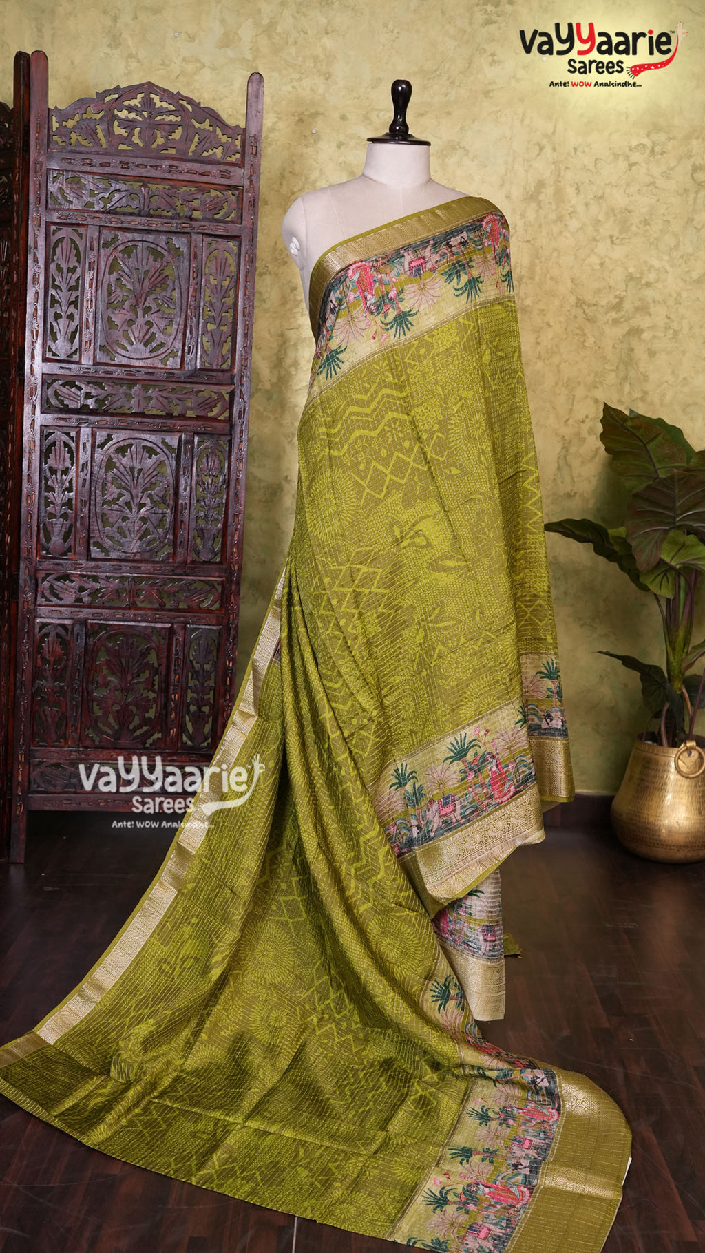 Mehendi Green Georgette Saree | Fancy Ethnic Wear Saree | Vayyaarie Sarees