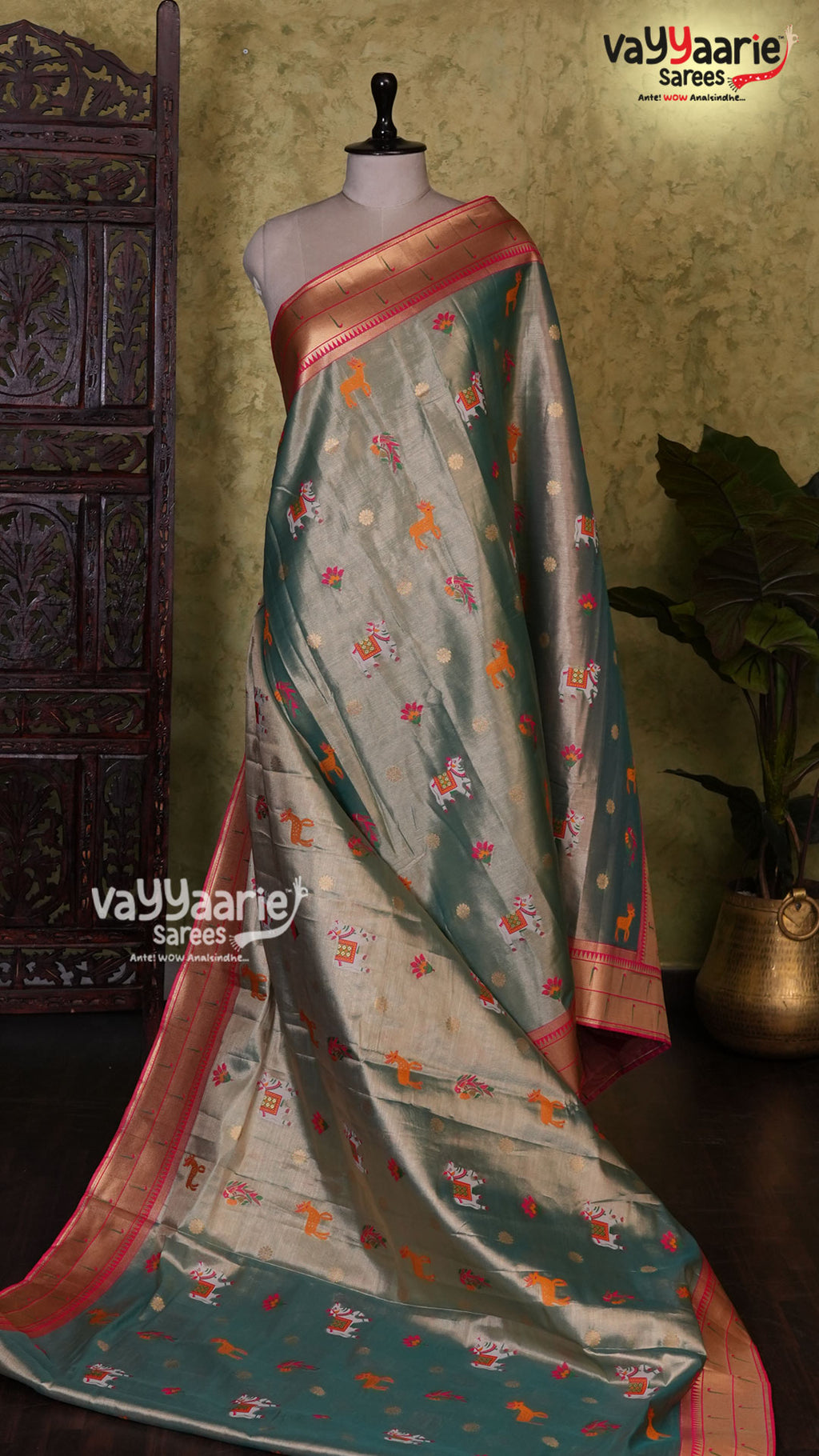 Sea Green Tissu Saree | Fancy Ethnic Wear Saree | Vayyaarie Sarees