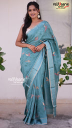 Sea green Tissu Saree | Fancy Ethnic Wear Saree | Vayyaarie Sarees
