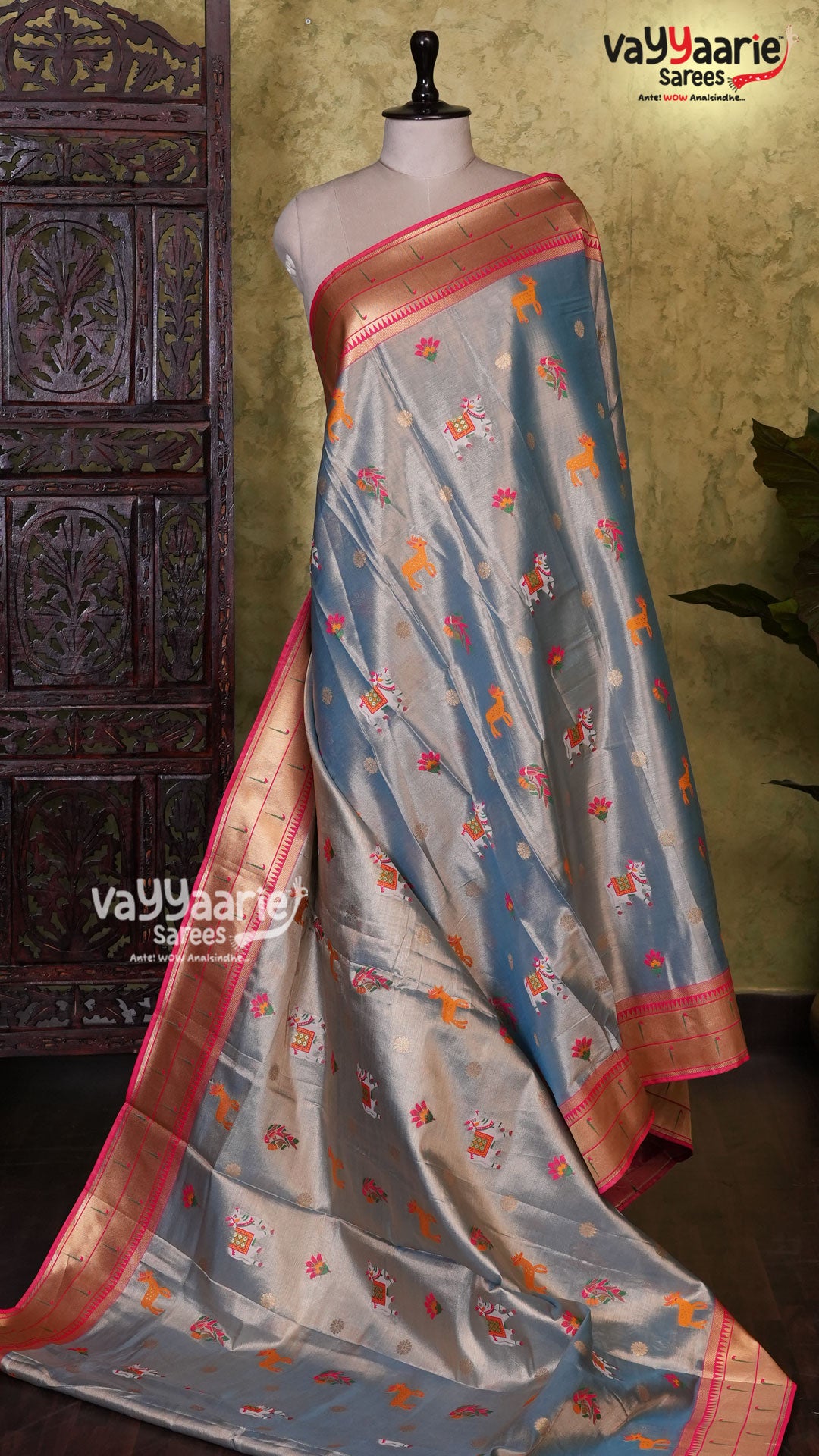 Grey Tissu Saree | Fancy Ethnic Wear Saree | Vayyaarie Sarees