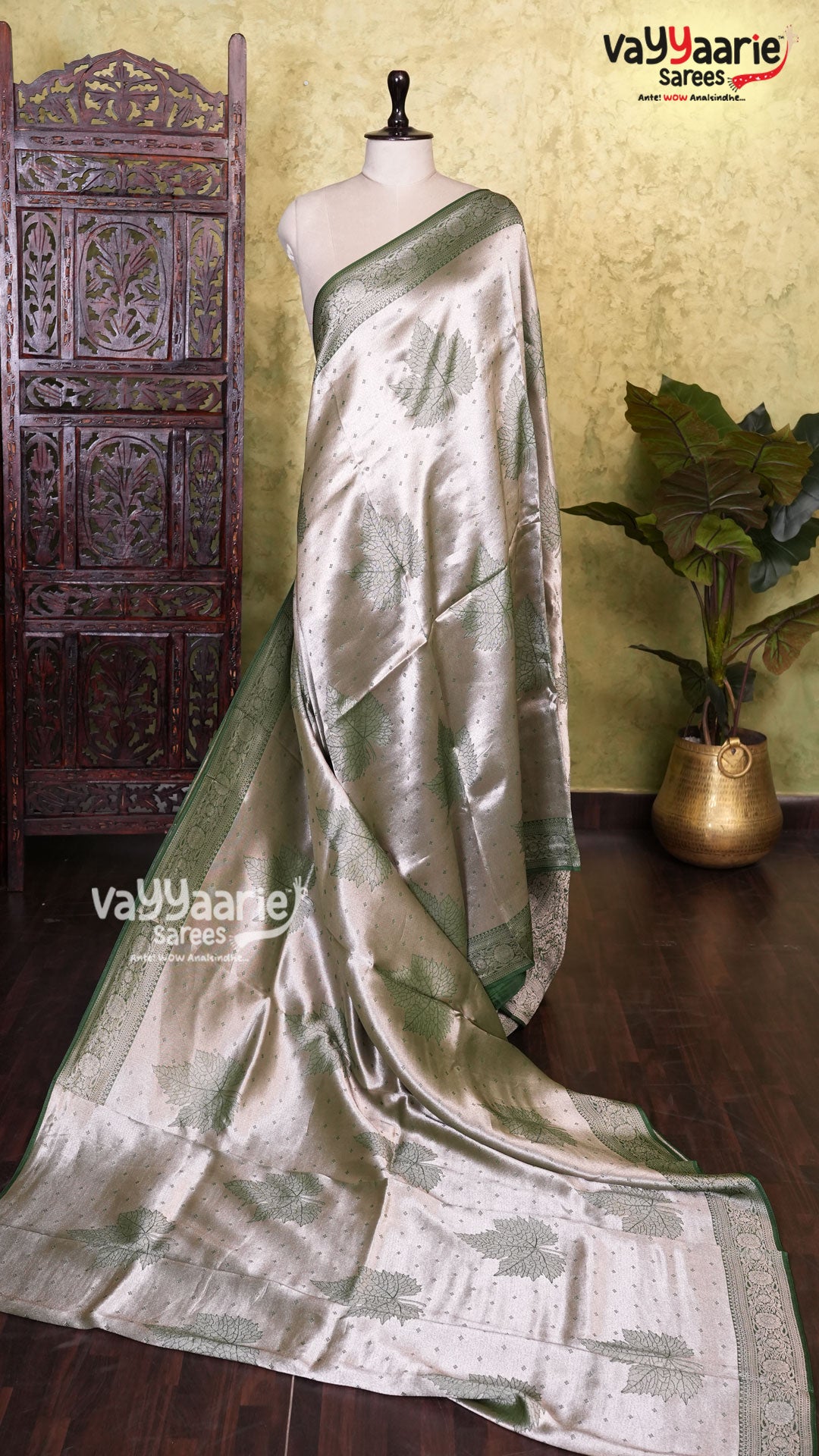 Mehendi Green Tusser Saree | Fancy Ethnic Wear Saree | Vayyaarie Sarees