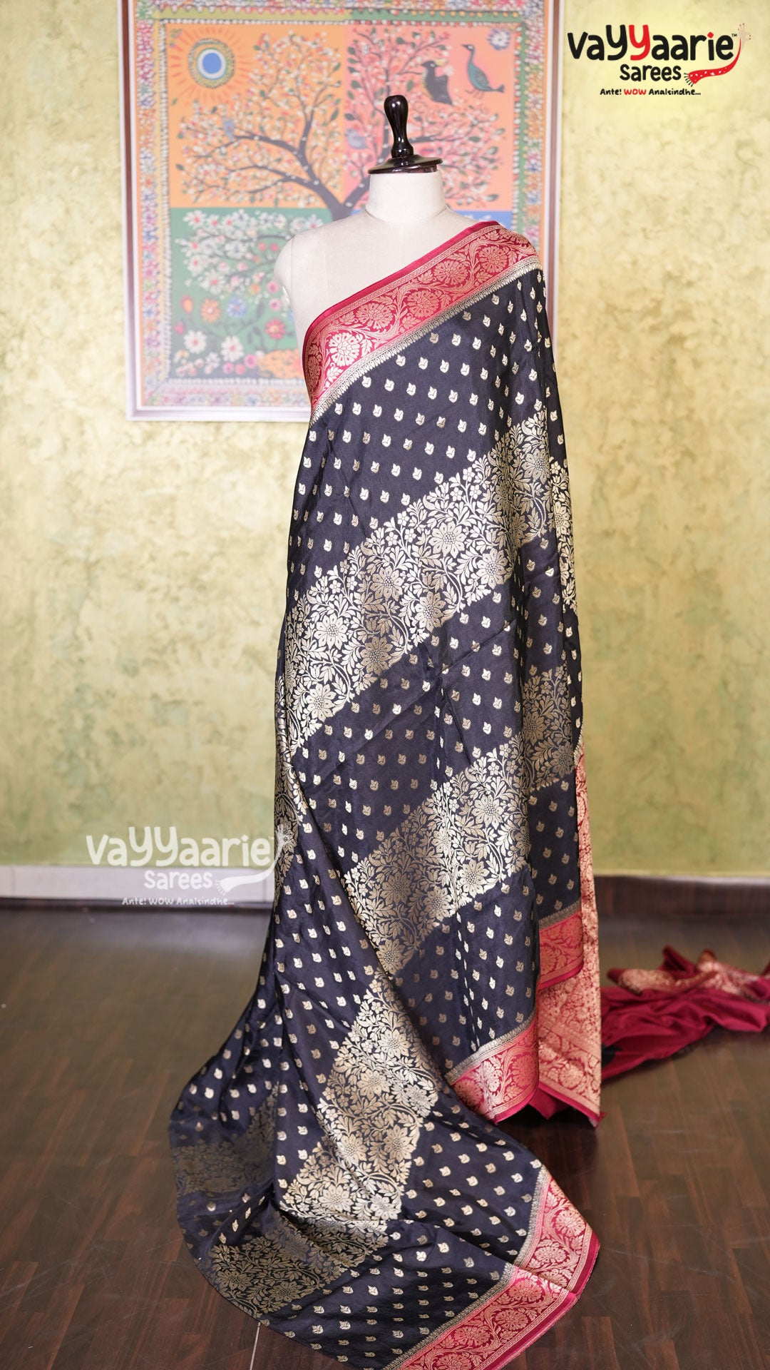 Black Mushroom Saree | Fancy Ethnic Wear Saree | Vayyaarie Sarees