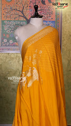 Yellow Crepe Saree | Fancy Ethnic Wear Saree | Vayyaarie Sarees