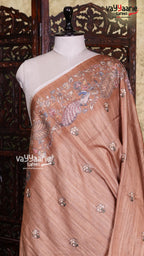 Mustard Tusser Saree | Fancy Ethnic Wear Saree | Vayyaarie Sarees