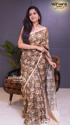 Mehendi Green Semi Linen Saree | Fancy Ethnic Wear Saree | Vayyaarie Sarees