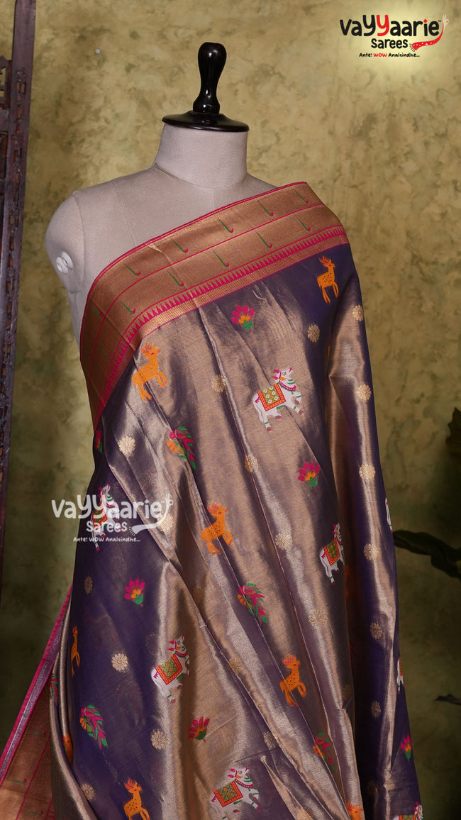 Lavender Tissu Saree | Fancy Ethnic Wear Saree | Vayyaarie Sarees Main Image