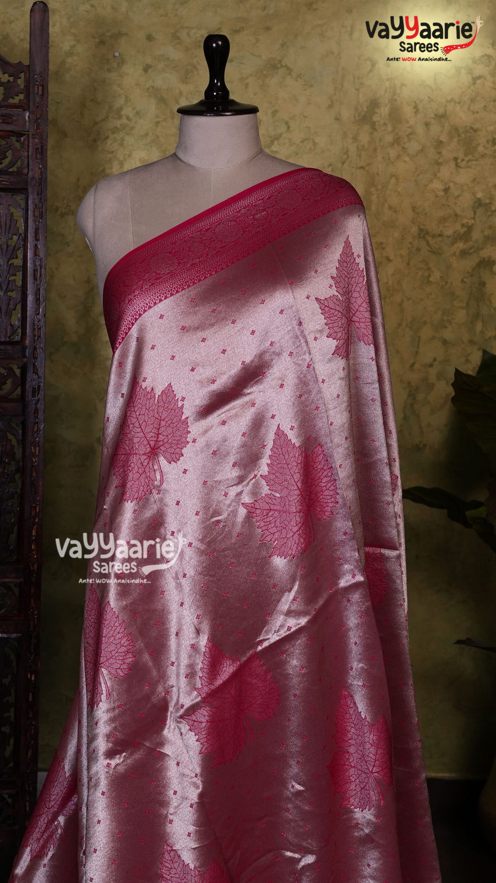 Pink Tusser Saree | Fancy Ethnic Wear Saree | Vayyaarie Sarees