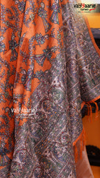Orange Tusser Saree | Fancy Ethnic Wear Saree | Vayyaarie Sarees
