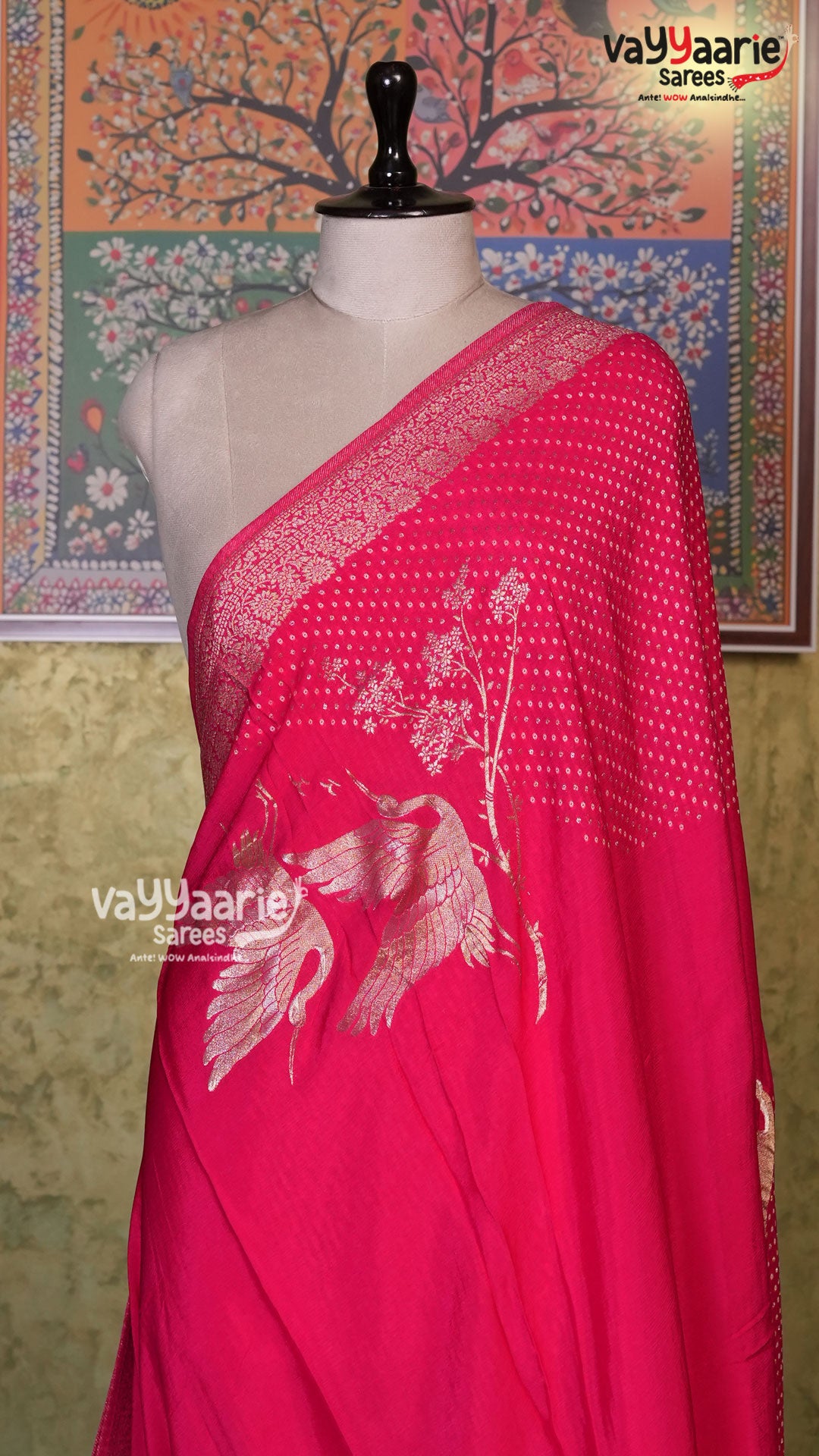 Pink Crepe Saree | Fancy Ethnic Wear Saree | Vayyaarie Sarees