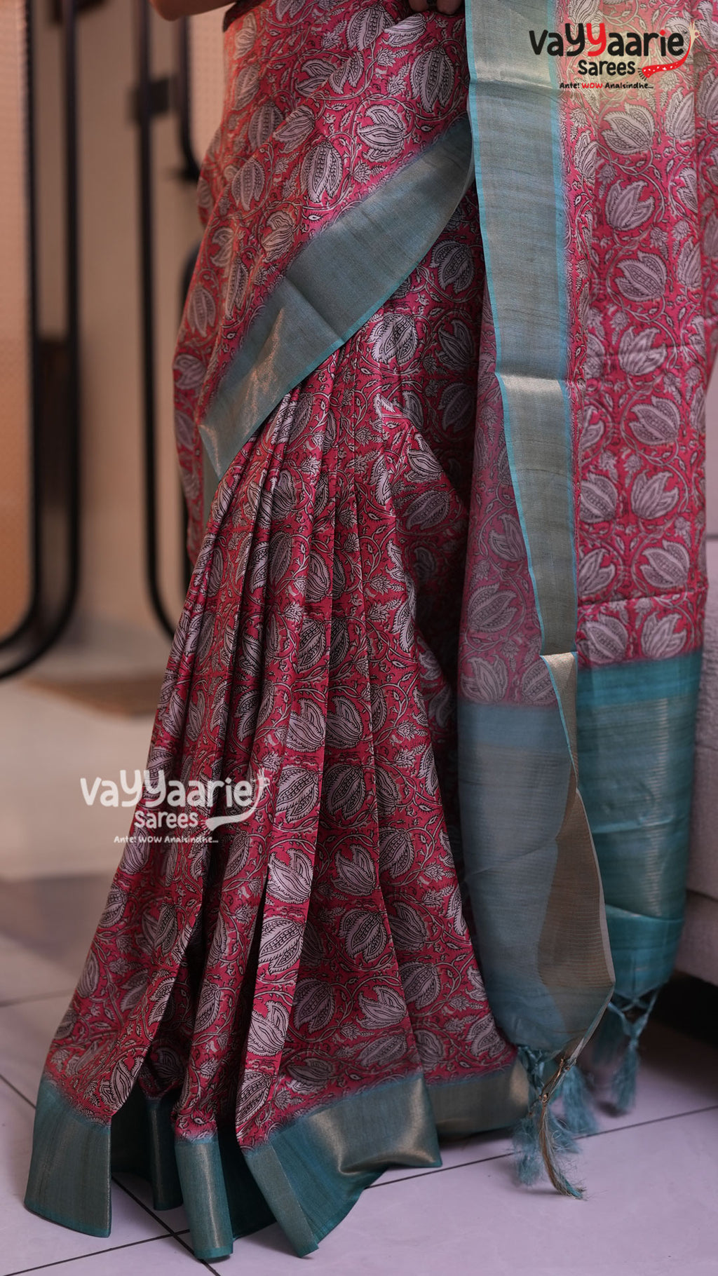 Pink Crape Saree | Fancy Ethnic Wear Saree | Vayyaarie Sarees