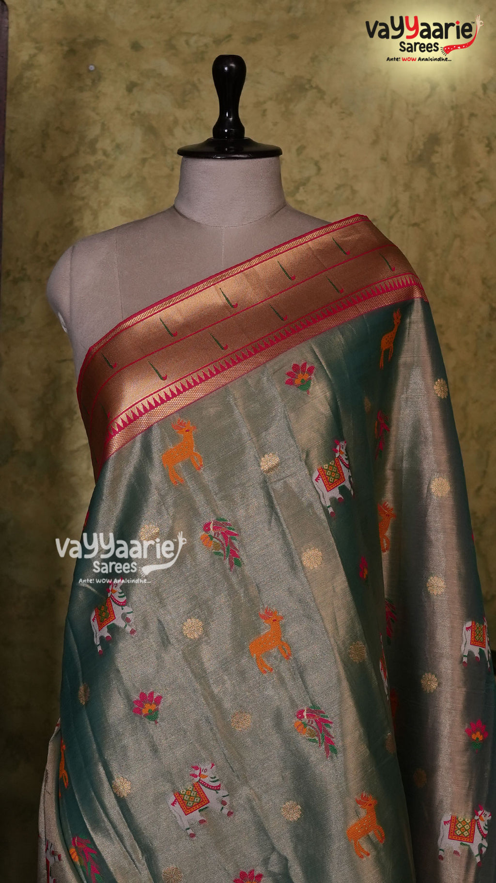 Sea Green Tissu Saree | Fancy Ethnic Wear Saree | Vayyaarie Sarees