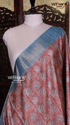 Peach Crape Saree | Fancy Ethnic Wear Saree | Vayyaarie Sarees