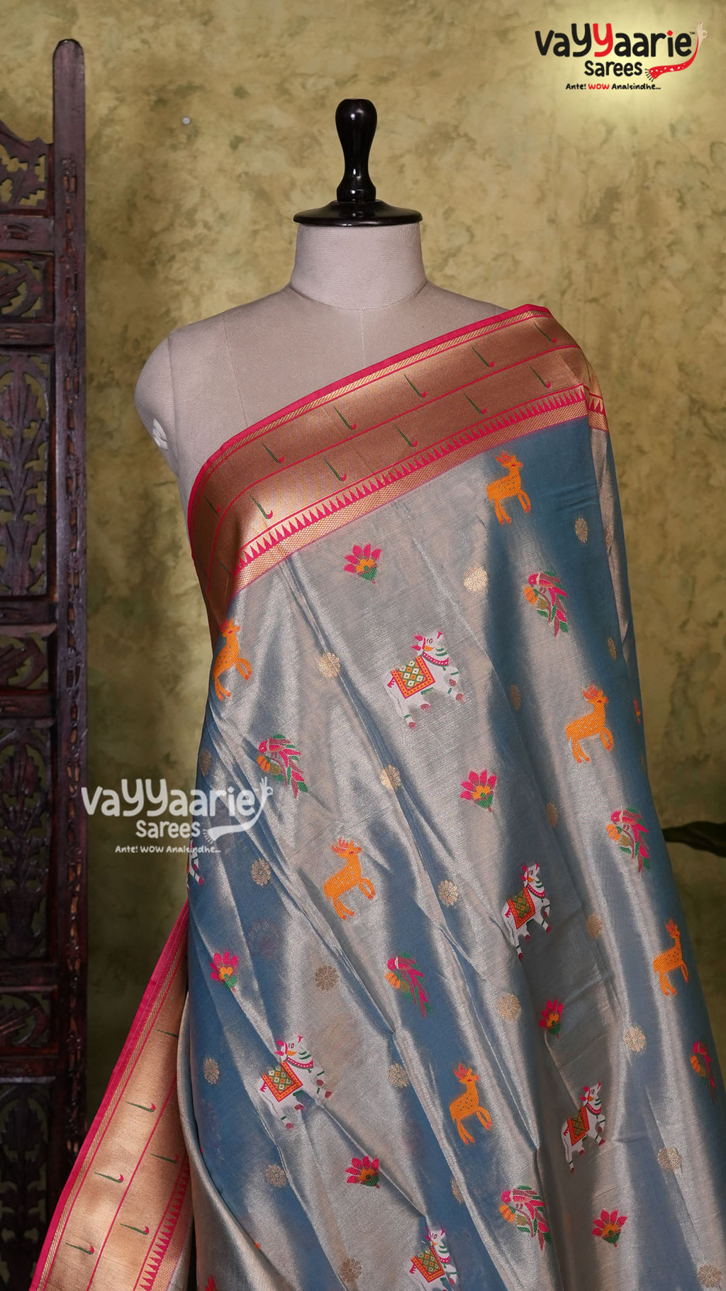 Grey Tissu Saree | Fancy Ethnic Wear Saree | Vayyaarie Sarees